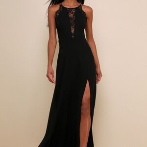 Lulus Romantic Mood Black Lace Sleeveless Maxi Dress - Size XL